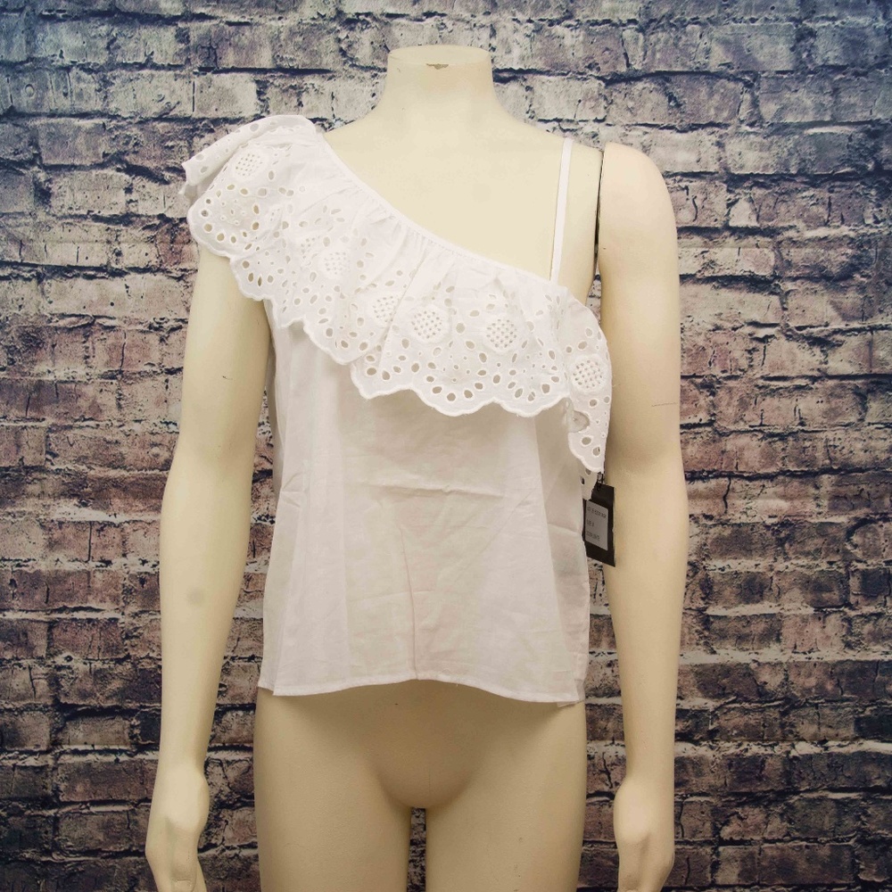 Cliché One-Shoulder Eyelet Top
